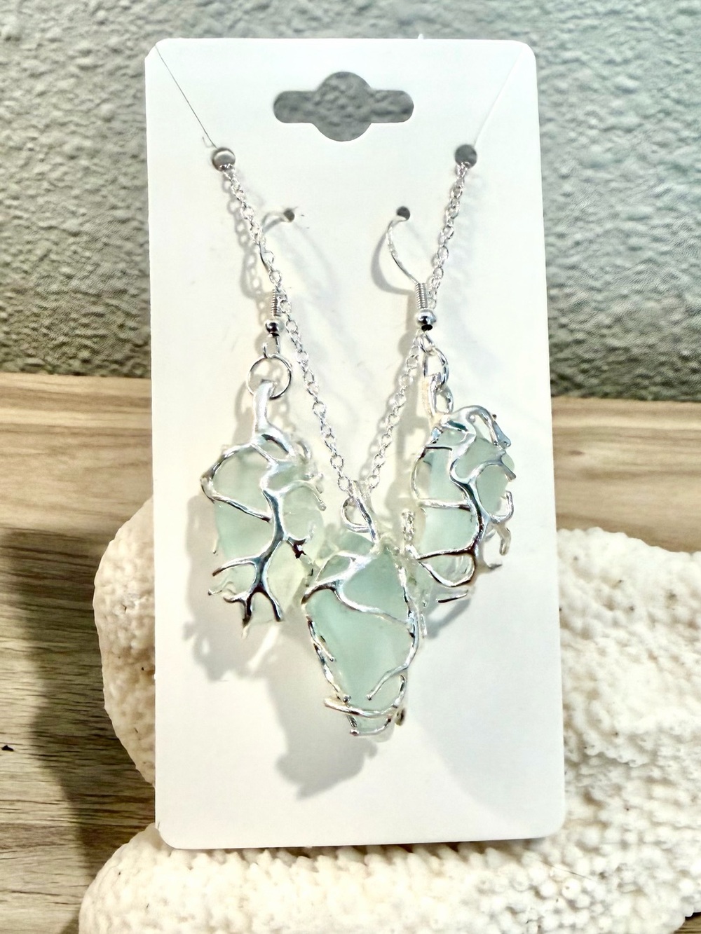 1. Light aqua blue sea glass set